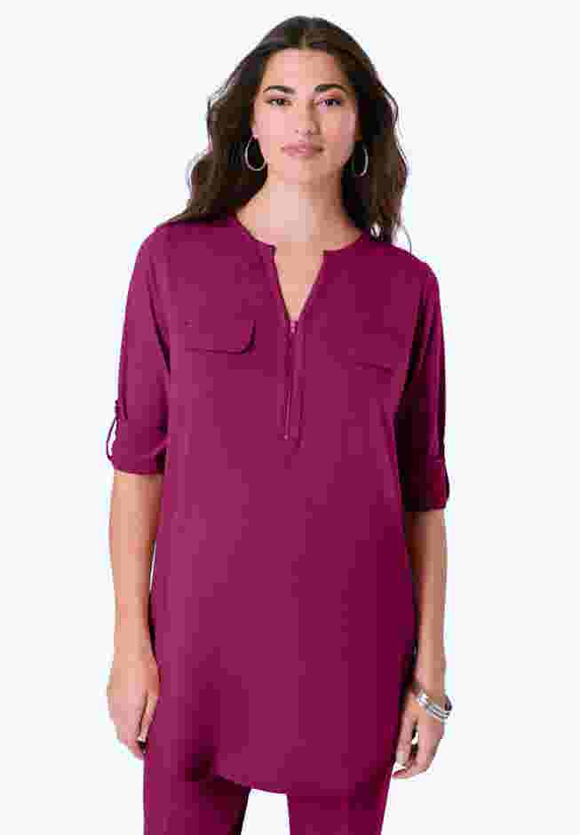 Zip Front Ultrasmooth® Fabric Tunic image number 1
