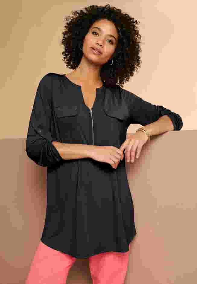 Zip Front Ultrasmooth® Fabric Tunic image number 0