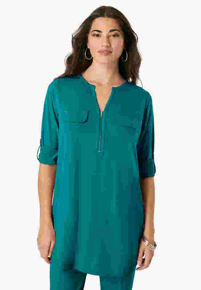 Zip Front Ultrasmooth® Fabric Tunic image number 0