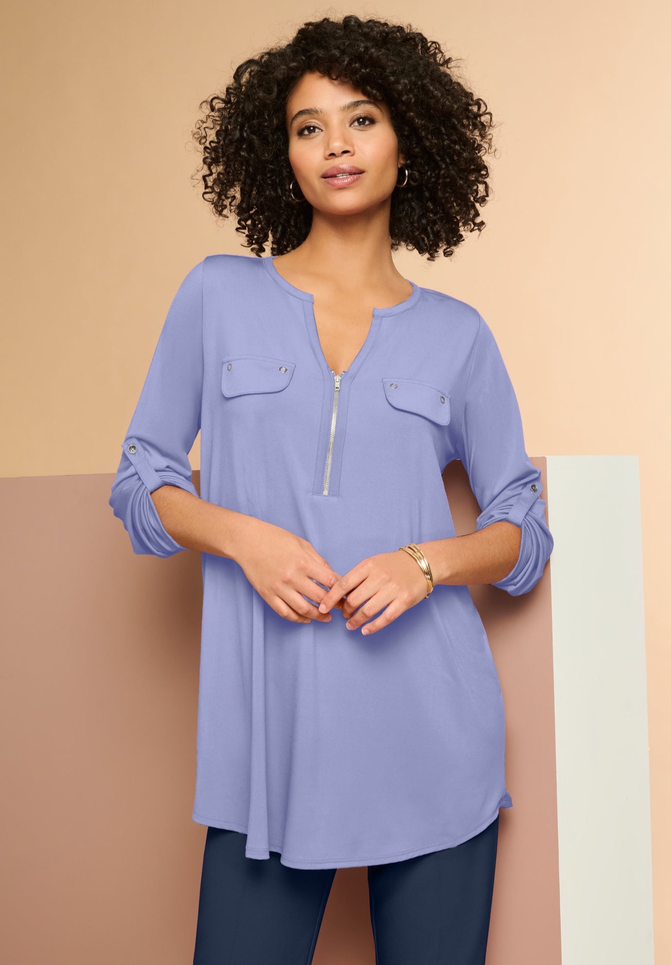 Zip Front Ultrasmooth&reg; Fabric Tunic image number 0