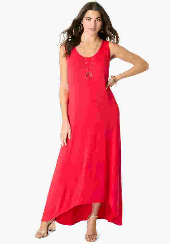 Plus Size Stretch Knit Sleeveless Aline Maxi Dress Roaman's