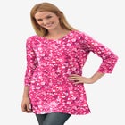 Perfect Printed Three-Quarter-Sleeve Scoopneck Tunic image number null
