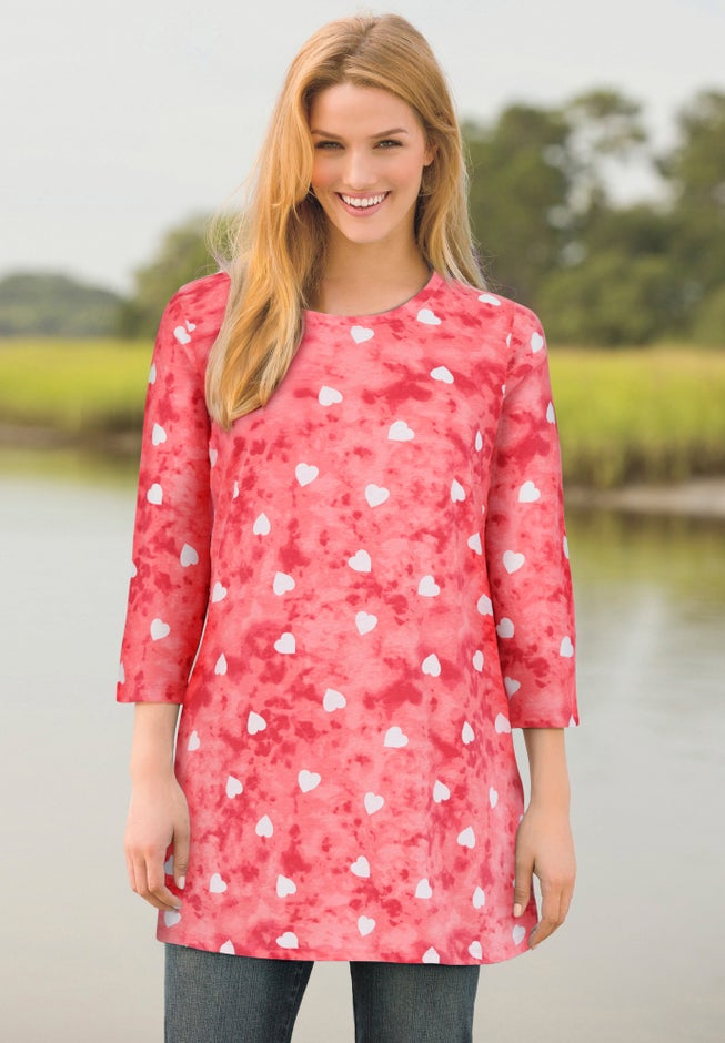 Perfect Printed Three-Quarter-Sleeve Scoopneck Tunic image number 0