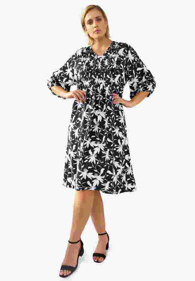 V-Neck A-line Dress with Smocked Bodice image number 0