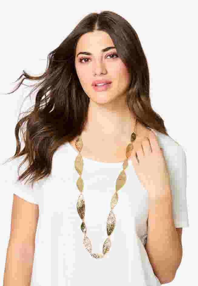Long Hammered Statement Necklace image number 0