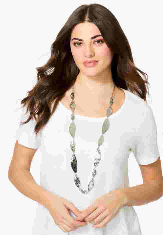 Long Hammered Statement Necklace image number 0