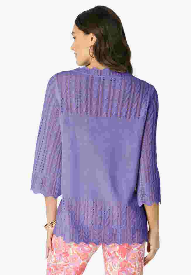 Pointelle Pullover Sweater image number 1