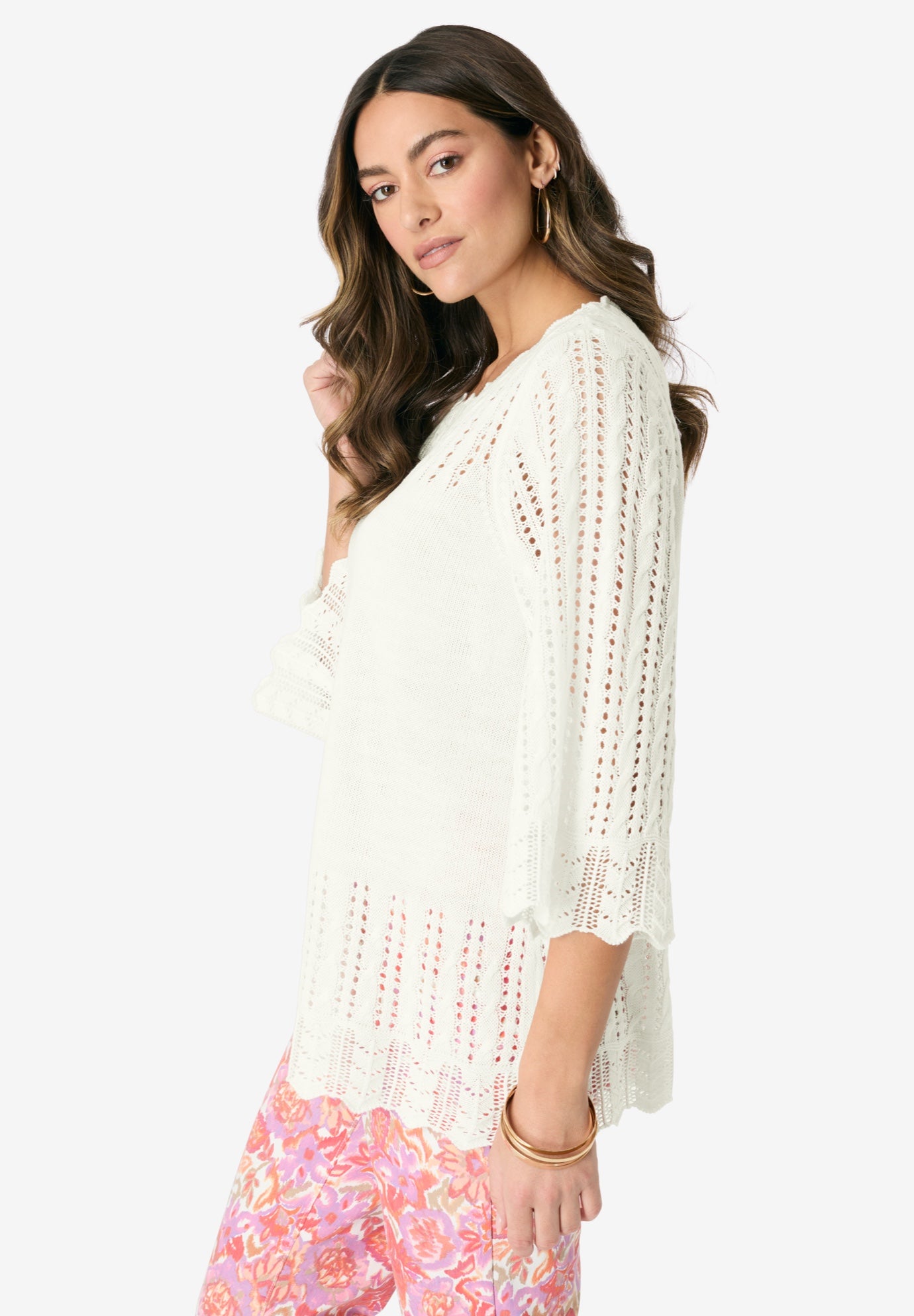 Pointelle Pullover Sweater image number 2