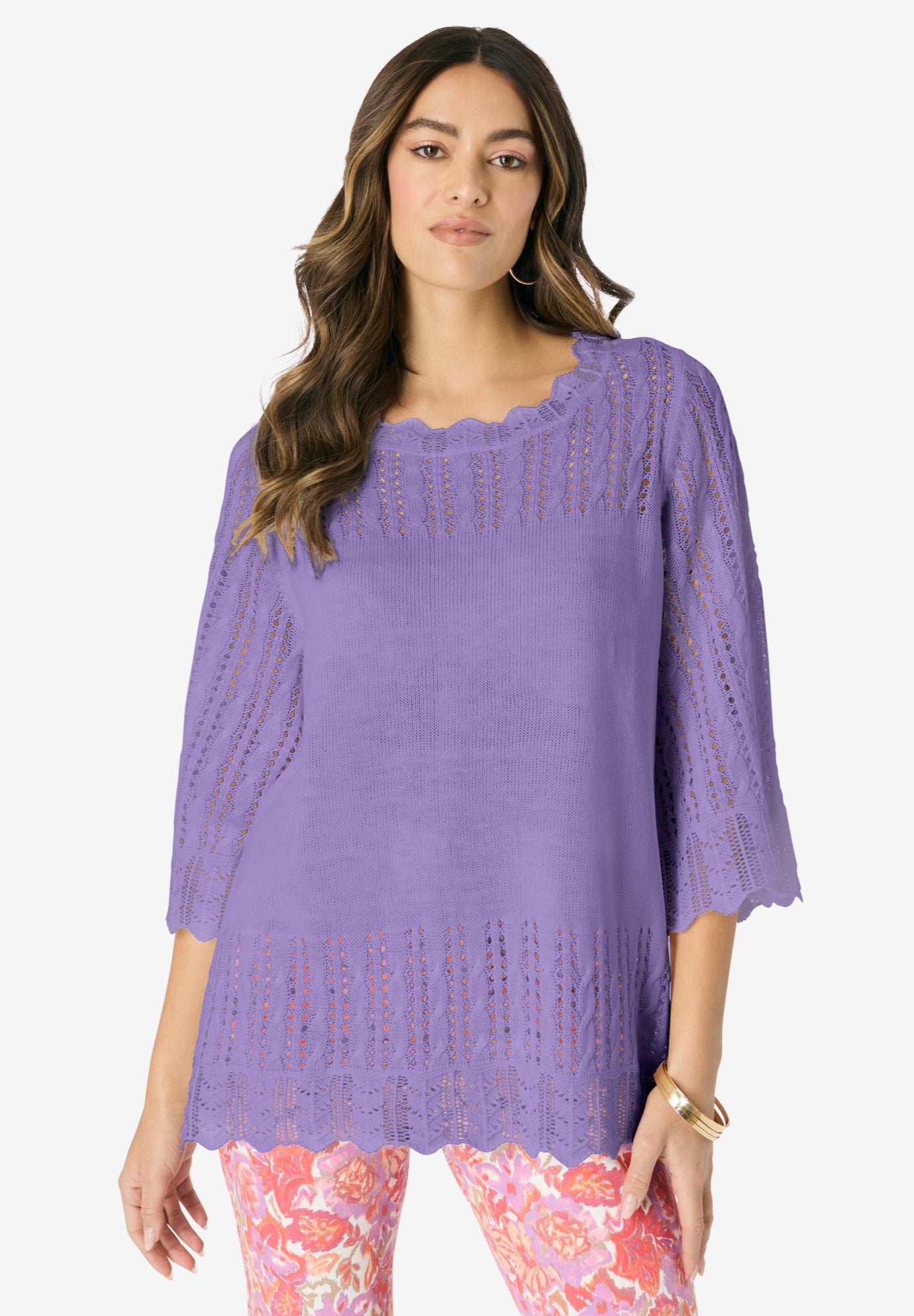 Pointelle Pullover Sweater image number 0