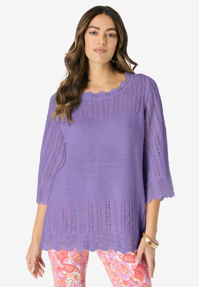 Pointelle Pullover Sweater image number 0