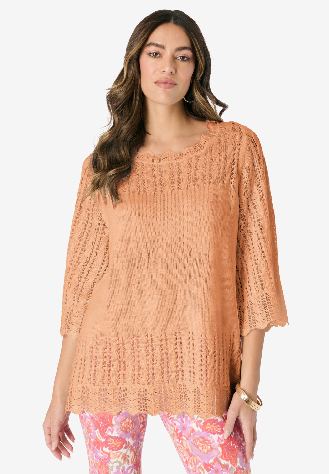 Pointelle Pullover Sweater image number 0