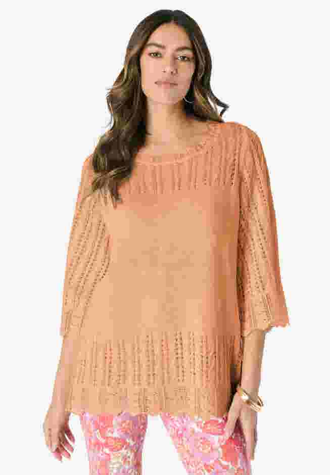 Pointelle Pullover Sweater image number 0