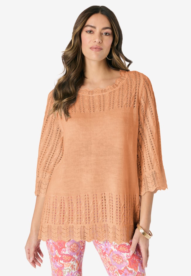 Pointelle Pullover Sweater image number 0