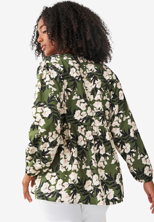 V-Neck Tunic with Diagonal Empire Seam image number 1