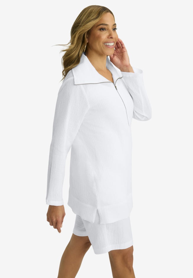 Gauze Half-Zip Tunic image number 1