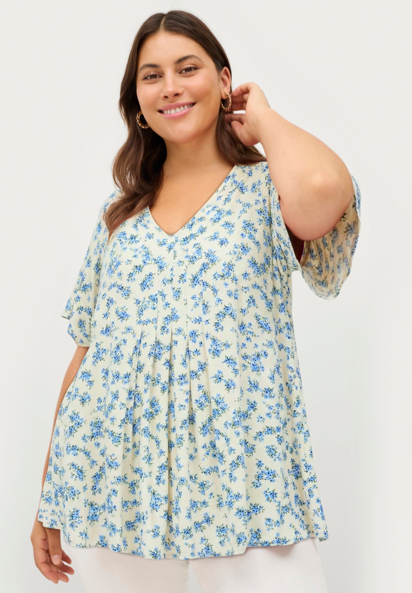 V-Neck Front Pleat Tunic image number 0