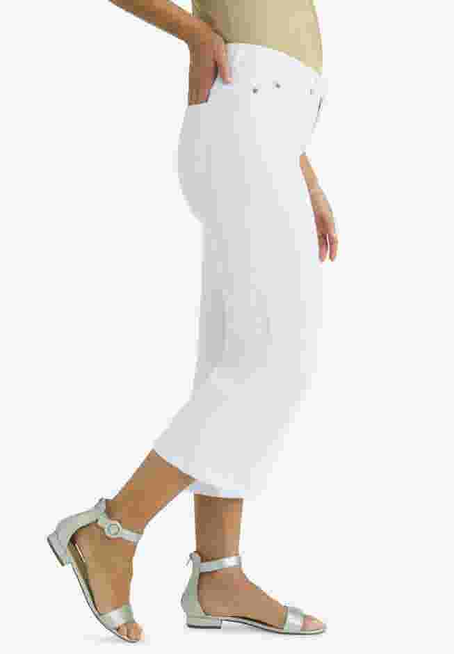 Classic Cotton Denim Wide Leg Crop Jean image number 2