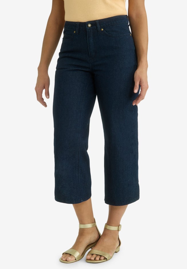 Classic Cotton Denim Wide Leg Crop Jean image number 0
