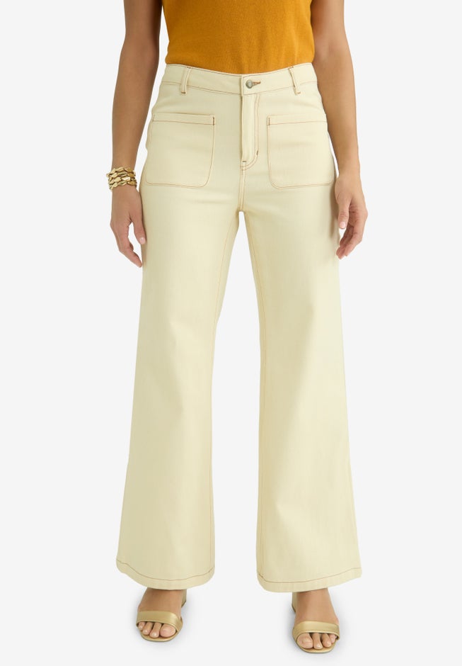 Contrast Stitch Wide Leg Jean image number 0