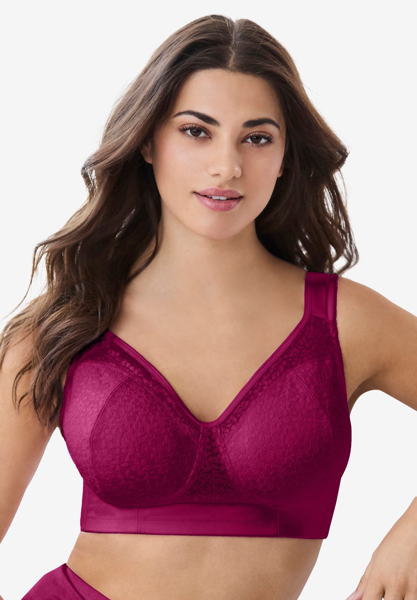 COMFORT CHOICE&reg; Full Coverage Lace Overlay Bra image number 0
