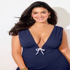 Ribbed Rope-Tie V-Neck Swimdress image number null