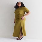 Boatneck Gathered Maxi Dress image number null