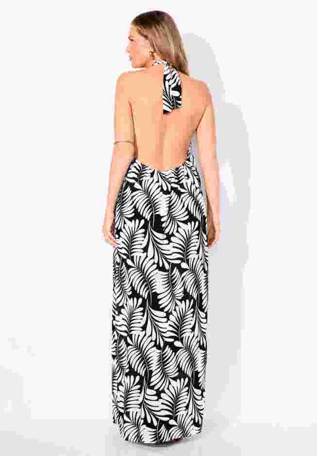High Neck Twist Halter Cover Up Maxi Dress image number 1