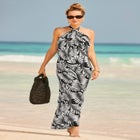 High Neck Twist Halter Cover Up Maxi Dress image number null
