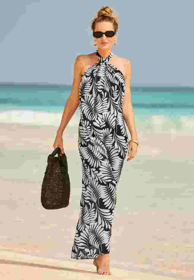High Neck Twist Halter Cover Up Maxi Dress image number 0
