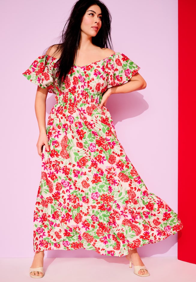 Smocked Poplin Maxi Dress image number 0