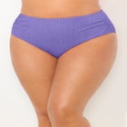 Sparkle Ribbed Shirred High Waist Swim Brief image number null