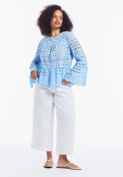 Eyelet Flounce Peplum Top