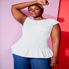 Smocked Peplum Top image number null