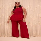 Ruffled-Hem Peplum Tank Top image number null