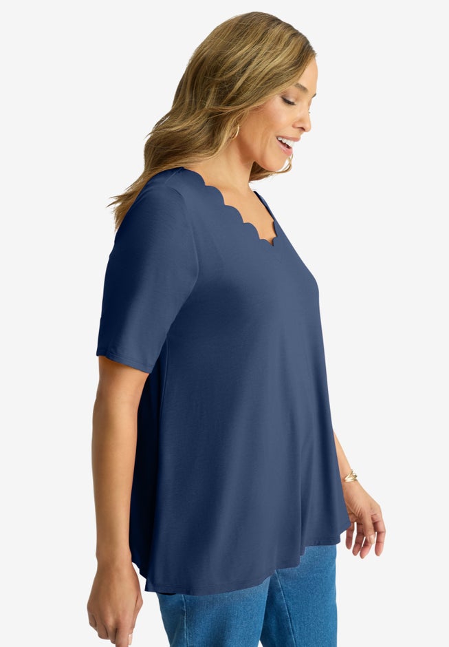 Scalloped V-Neck Tunic image number 2