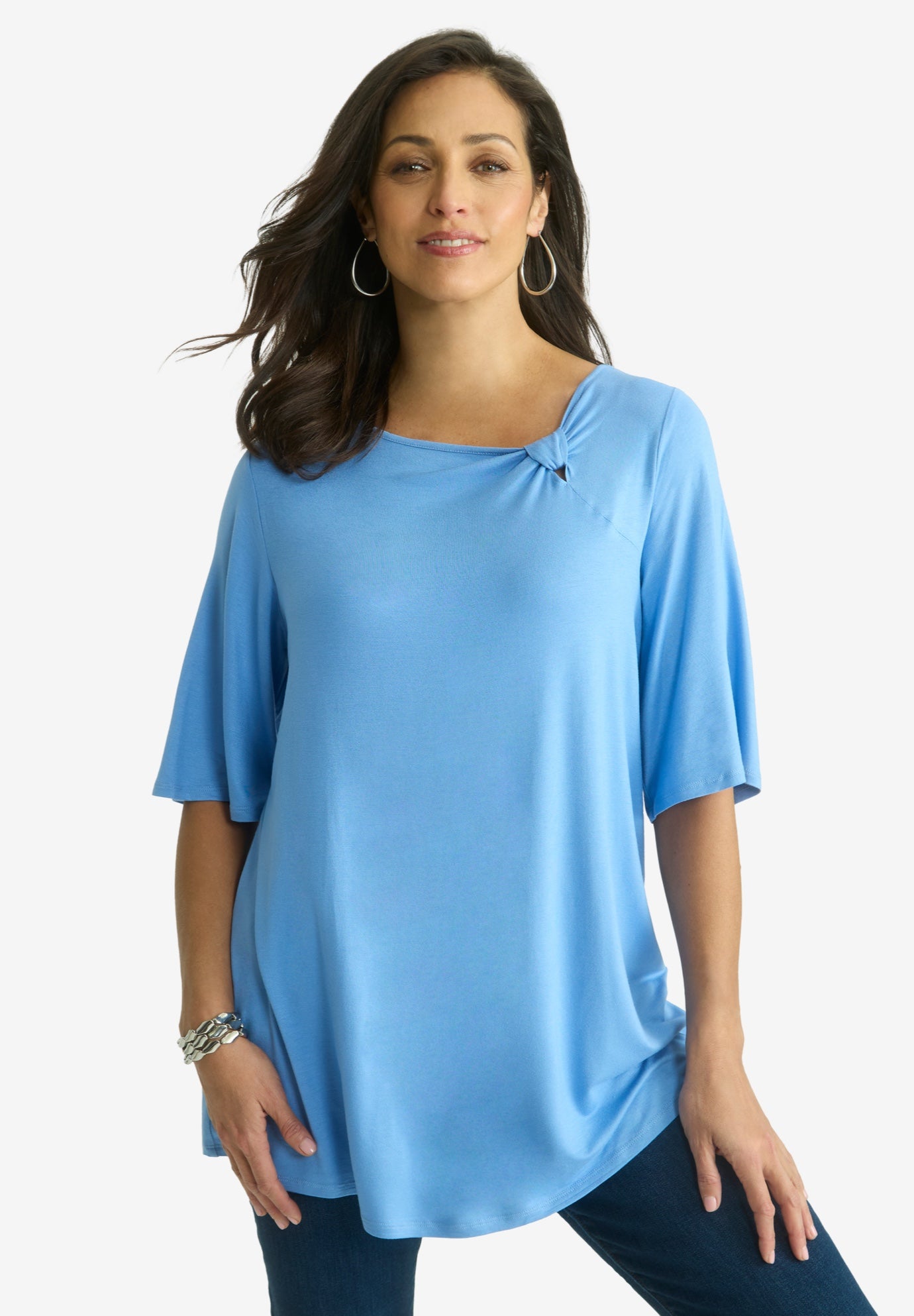 Asymmetrical Twist Neck Tunic image number 0
