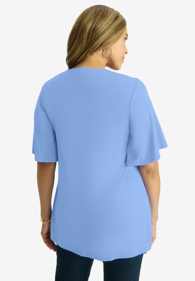 Cutout Flutter Sleeve Tunic image number 1