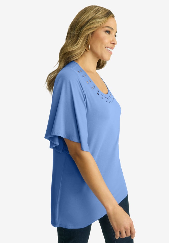 Cutout Flutter Sleeve Tunic image number 2