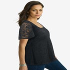 Square Neck Lace Peplum Tunic image number null