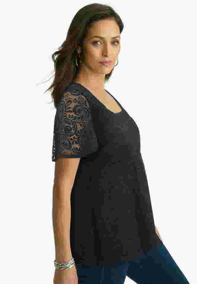 Square Neck Lace Peplum Tunic image number 2