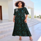 Plus Size Stretch Knit High Low Short Sleeve Maxi Dress image number null