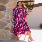 Plus Size Stretch Knit High Low Short Sleeve Maxi Dress image number null