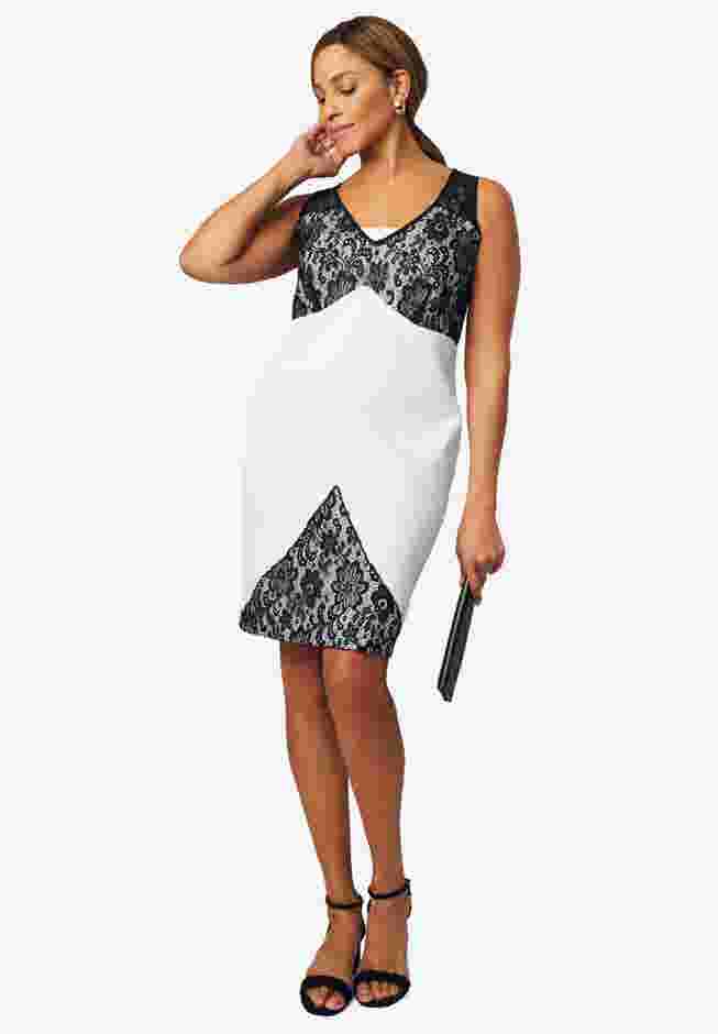 Lace Scuba Sheath Dress image number 0