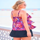 Longer-Length Tiered-Ruffle Tankini Top image number null