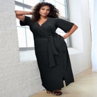 Plus Size Flutter Sleeve Wrap Maxi Dress image number null