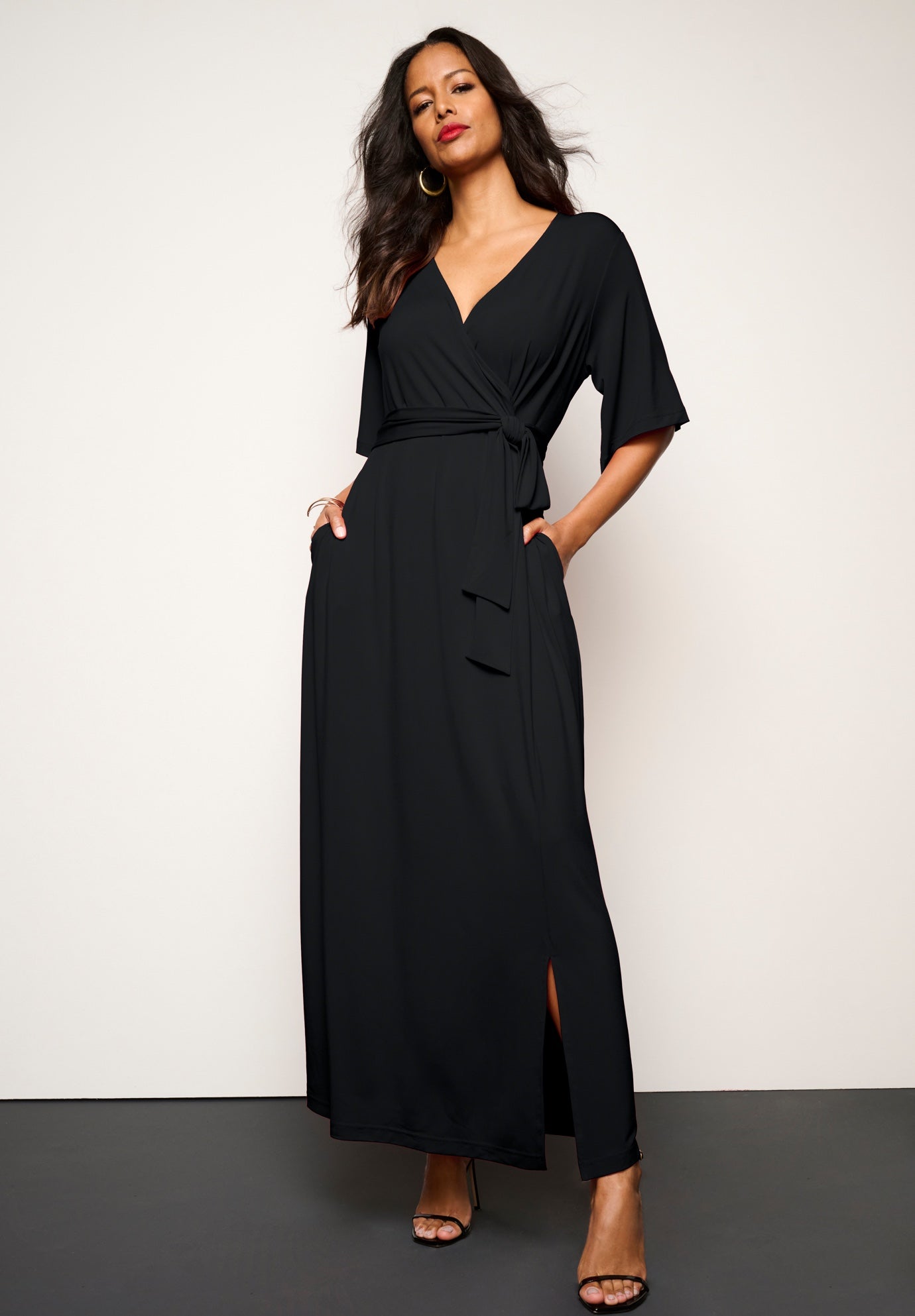 Plus Size Flutter Sleeve Wrap Maxi Dress image number 0