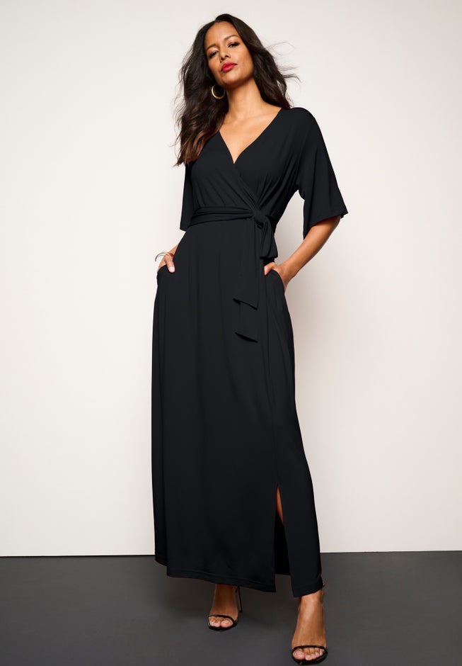 Plus Size Flutter Sleeve Wrap Maxi Dress image number 0