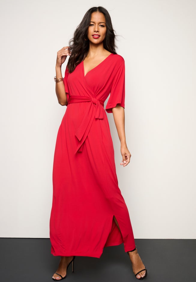 Plus Size Flutter Sleeve Wrap Maxi Dress image number 1