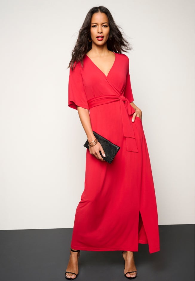 Plus Size Flutter Sleeve Wrap Maxi Dress image number 1