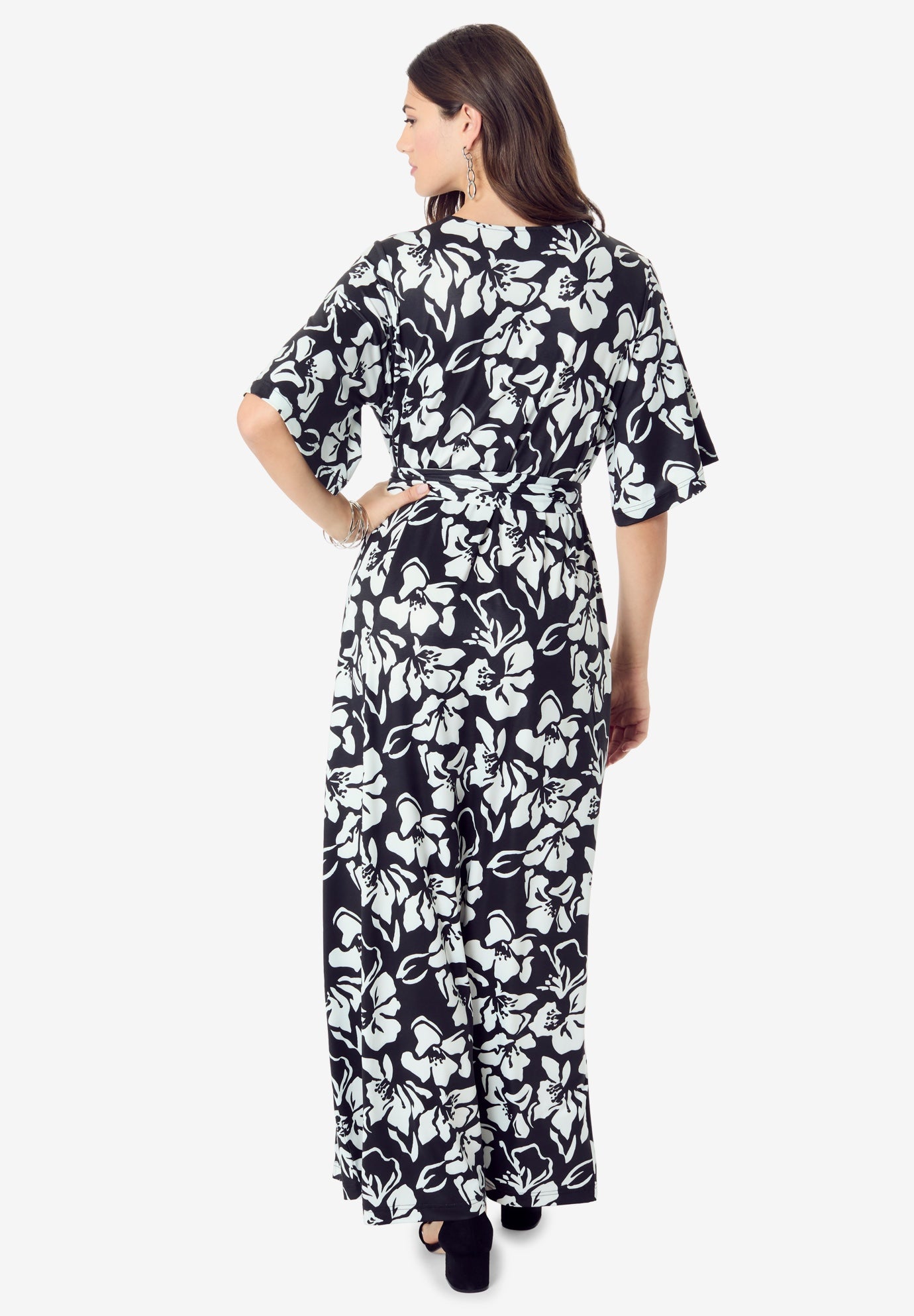 Plus Size Flutter Sleeve Wrap Maxi Dress image number 1